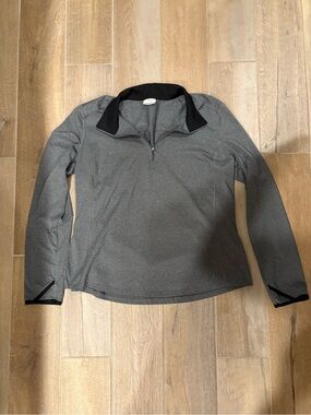 Danskin Now Black and Heather Gray Athletic Quarter-Zip Top